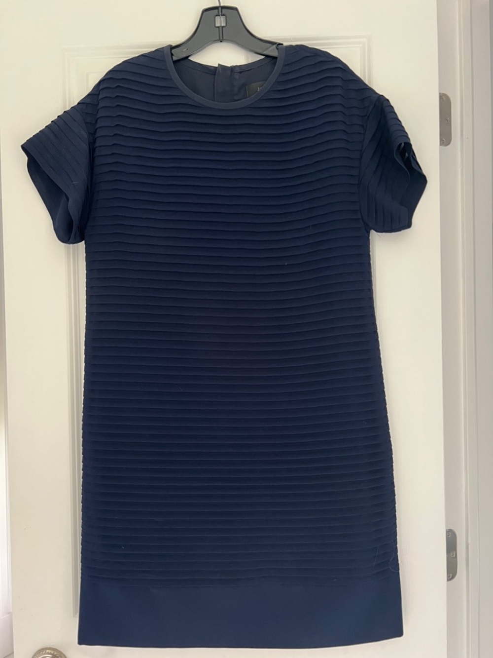 J. Crew Navy Ribbed Short Sleeve Shift Dress